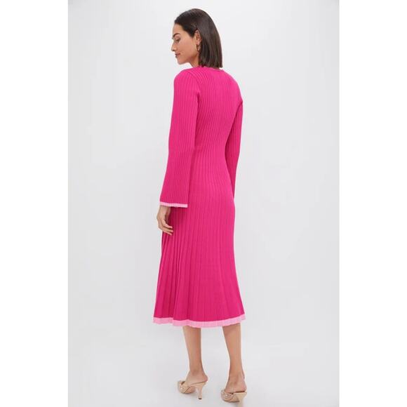 HYACINTH HOUSE Hot Pink Long Sleeve Kiera Dress Size L NWT - Picture 2 of 6